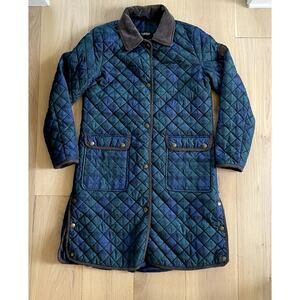Lauren Ralph Lauren Quilted Black Watch Plaid Coat - Small